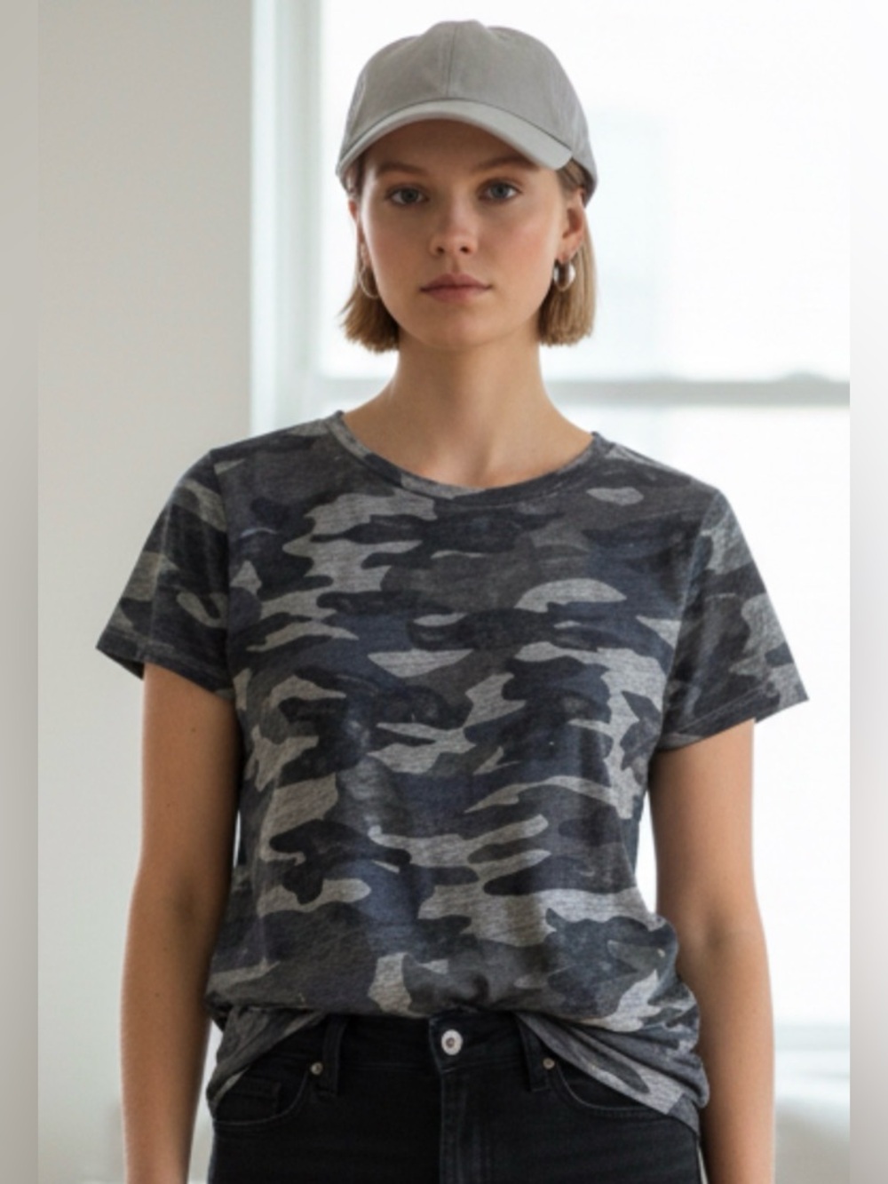 J. Crew Gray Camo Short Sleeve Tee